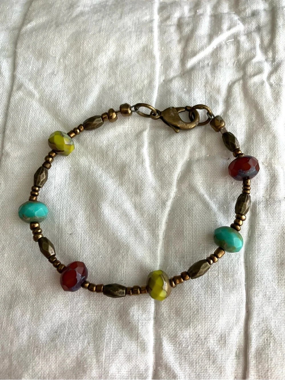 Vintage Y2K Boho Multi-colored glass beads and brass beads